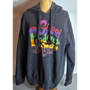 Gucci Prodige d'amour Mens Hoodie L Black Distressed